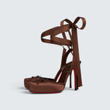 Cassia Lace Up - 100 mm Strappy pumps - Crepe satin