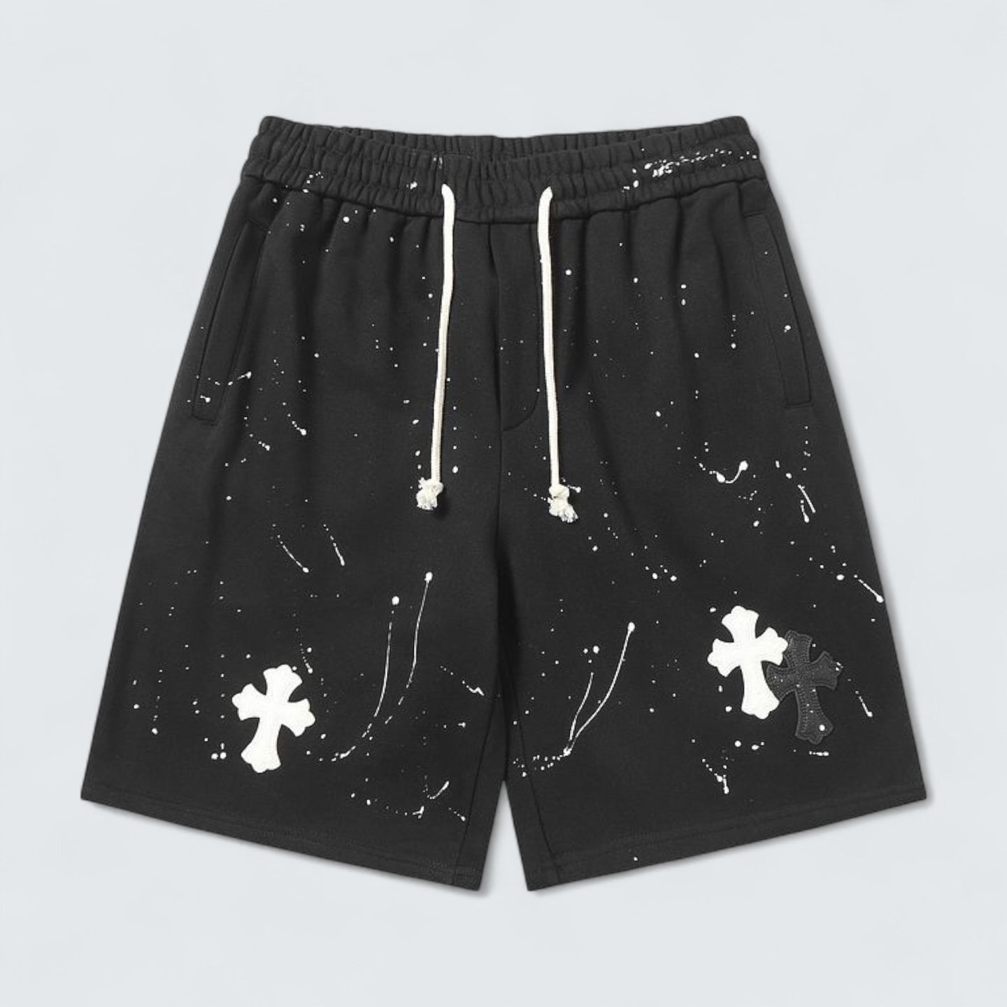 Paint-Splatter Cross Patch Shorts
