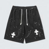 Paint-Splatter Cross Patch Shorts