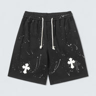 Paint-Splatter Cross Patch Shorts