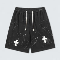 Paint-Splatter Cross Patch Shorts