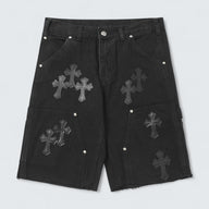 Tonal Cross Patch Denim Shorts