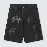 Tonal Cross Patch Denim Shorts