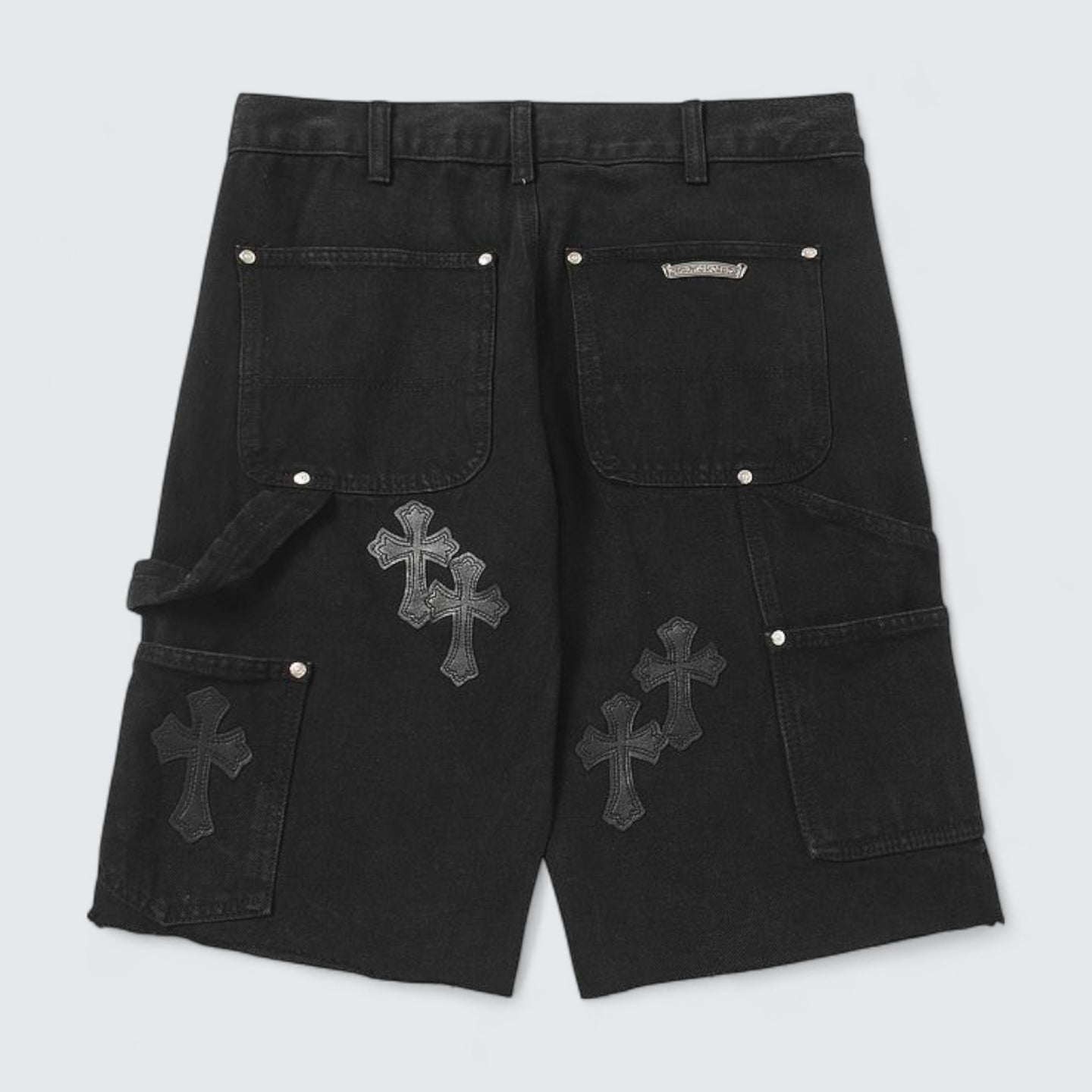 Tonal Cross Patch Denim Shorts