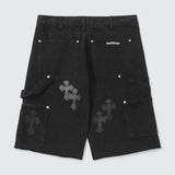 Tonal Cross Patch Denim Shorts