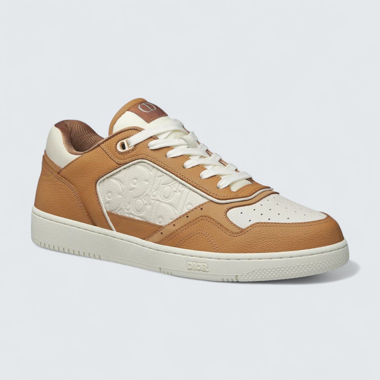 B27 Uptown Low-Top Sneaker ’Cognac and White Grained Calfskin with White Dior Gravity Leather’
