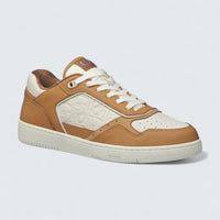 B27 Uptown Low-Top Sneaker ’Cognac and White Grained Calfskin with White Dior Gravity Leather’