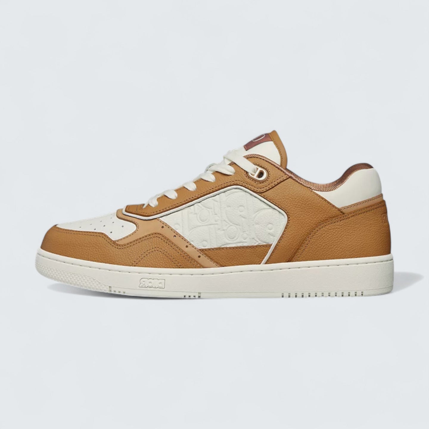 B27 Uptown Low-Top Sneaker ’Cognac and White Grained Calfskin with White Dior Gravity Leather’