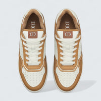 B27 Uptown Low-Top Sneaker ’Cognac and White Grained Calfskin with White Dior Gravity Leather’