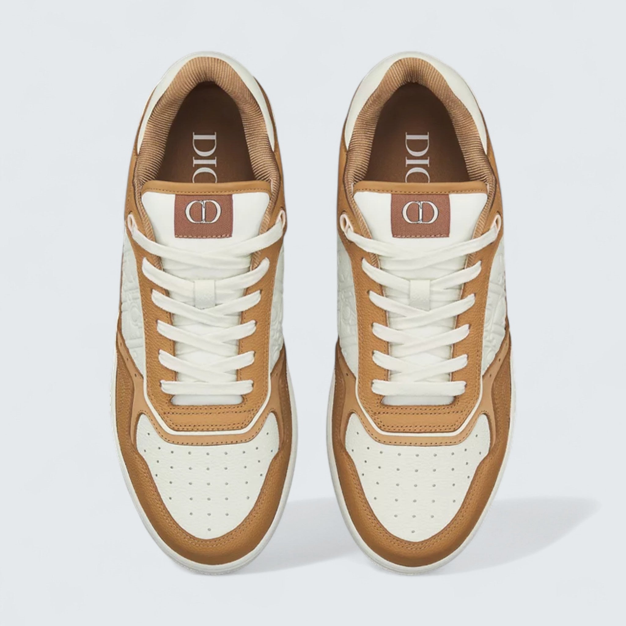 B27 Uptown Low-Top Sneaker ’Cognac and White Grained Calfskin with White Dior Gravity Leather’