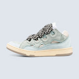 Leather Curb Sneakers 'Light Blue'