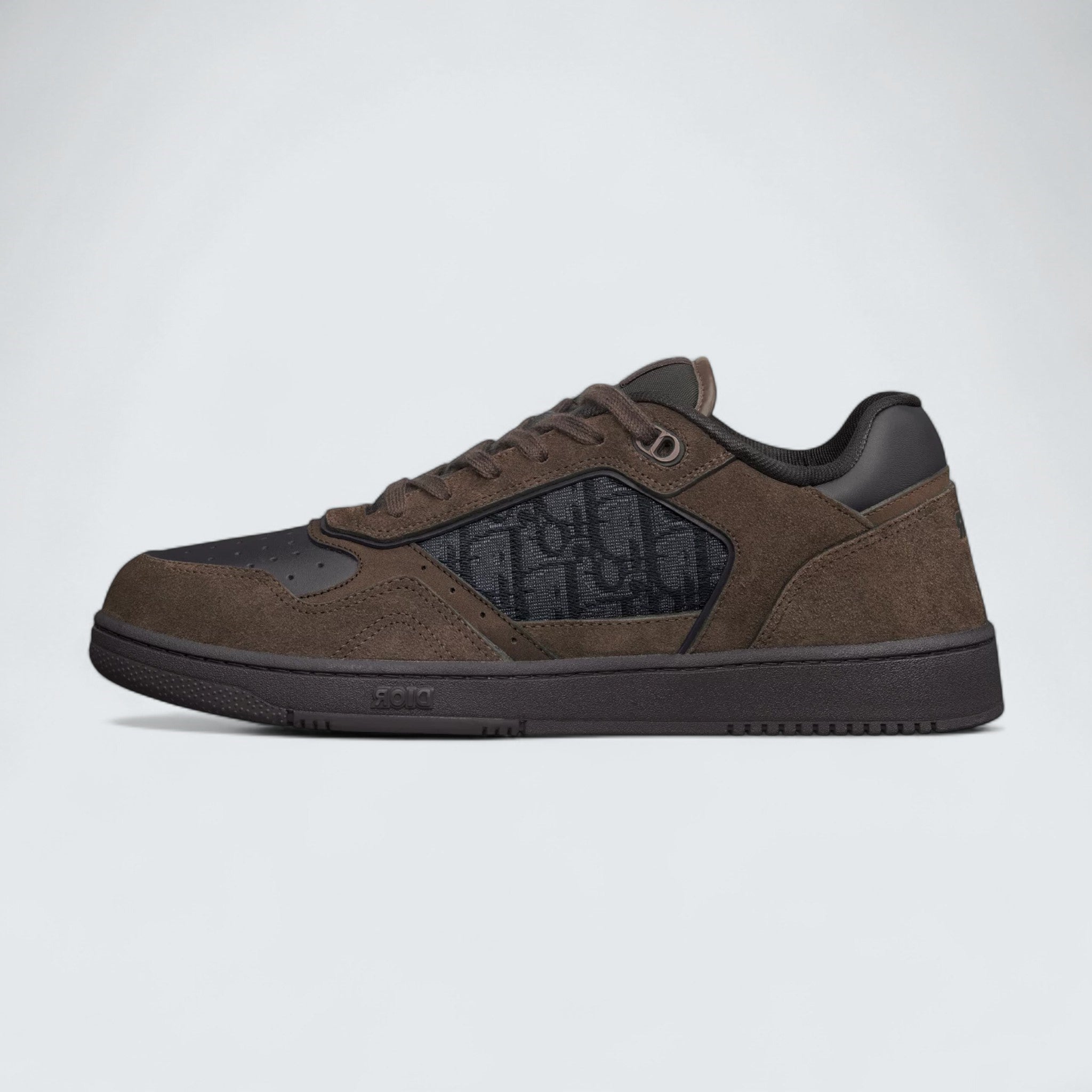B27 Uptown Low-Top Sneaker ’Deep Brown Suede, Black Smooth Calfskin and Black Dior Oblique Jacquard’