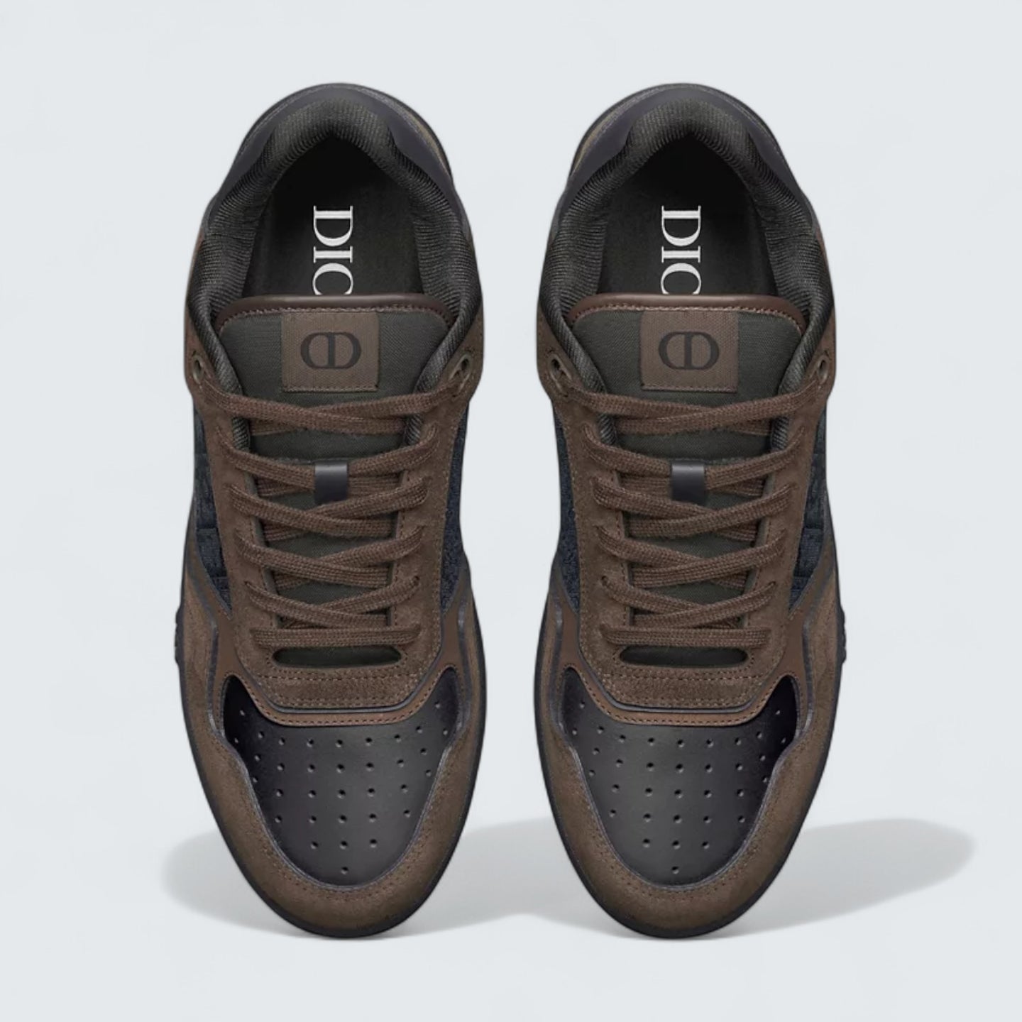 B27 Uptown Low-Top Sneaker ’Deep Brown Suede, Black Smooth Calfskin and Black Dior Oblique Jacquard’