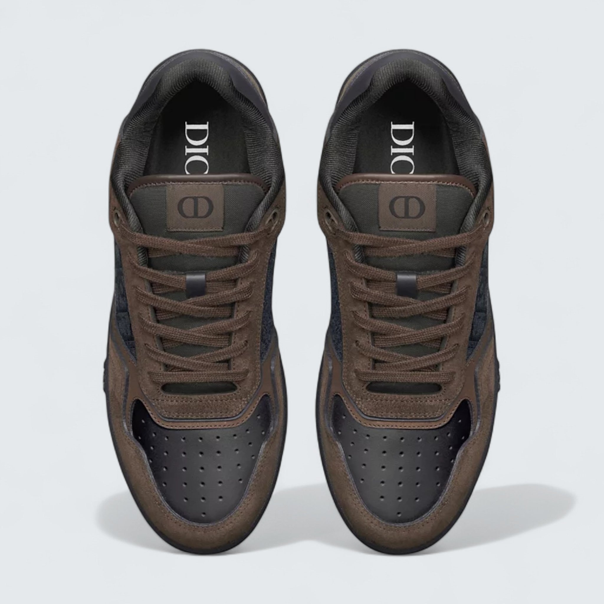 B27 Uptown Low-Top Sneaker ’Deep Brown Suede, Black Smooth Calfskin and Black Dior Oblique Jacquard’
