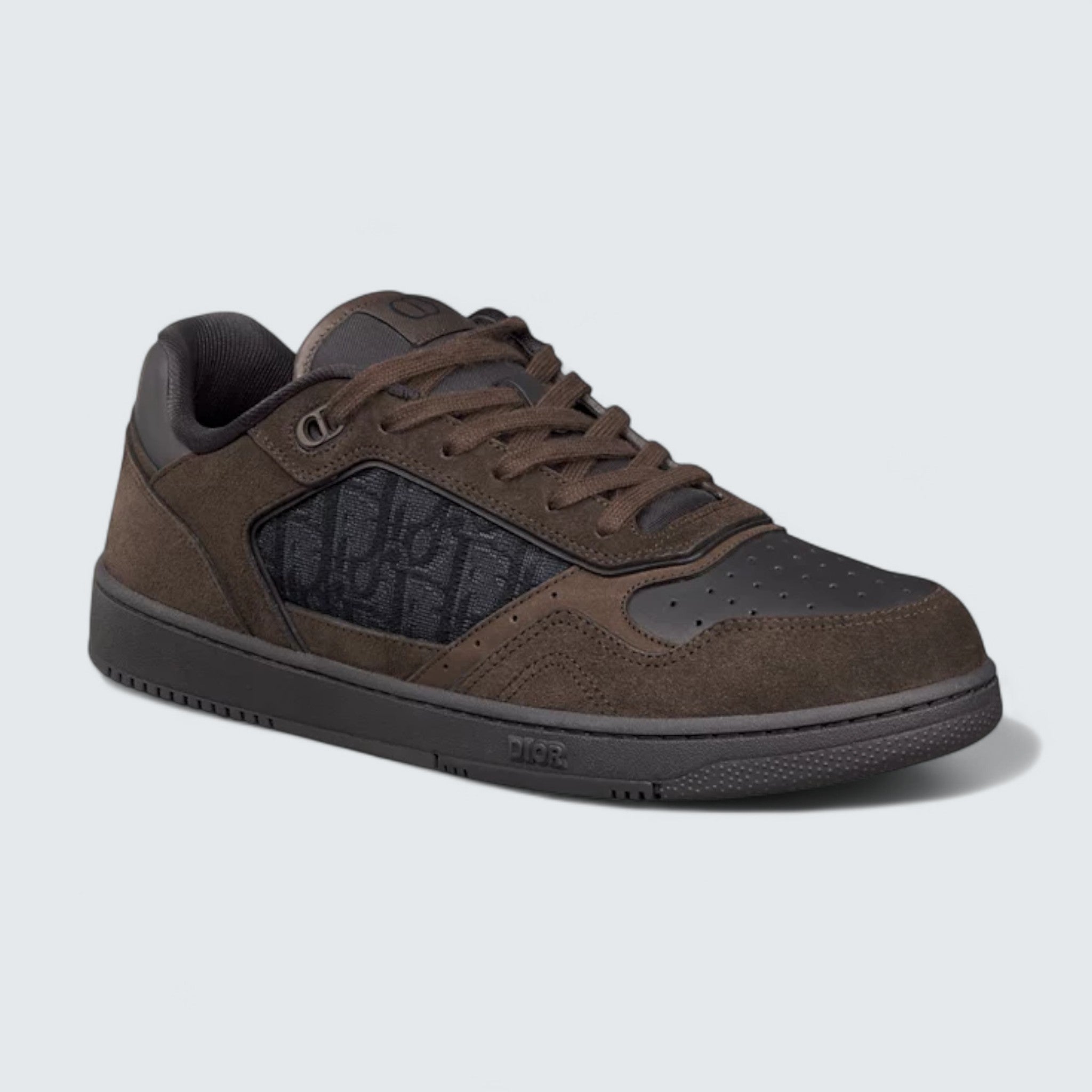 B27 Uptown Low-Top Sneaker ’Deep Brown Suede, Black Smooth Calfskin and Black Dior Oblique Jacquard’