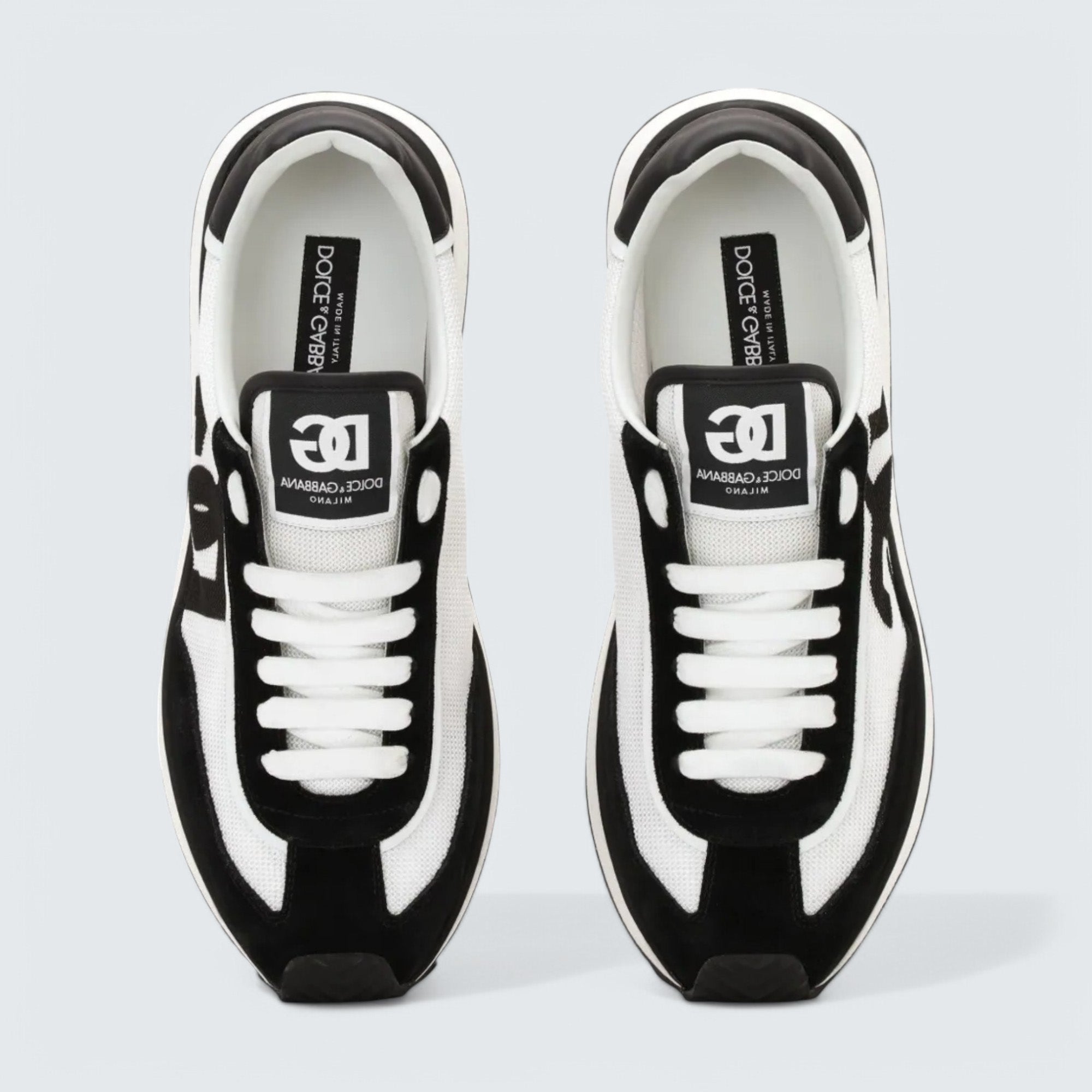 D&G Cushion Mixed-Material Sneakers 'White/Black'
