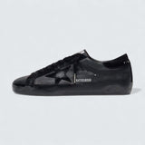 Super-Star in black nappa with black suede star and black heel tab