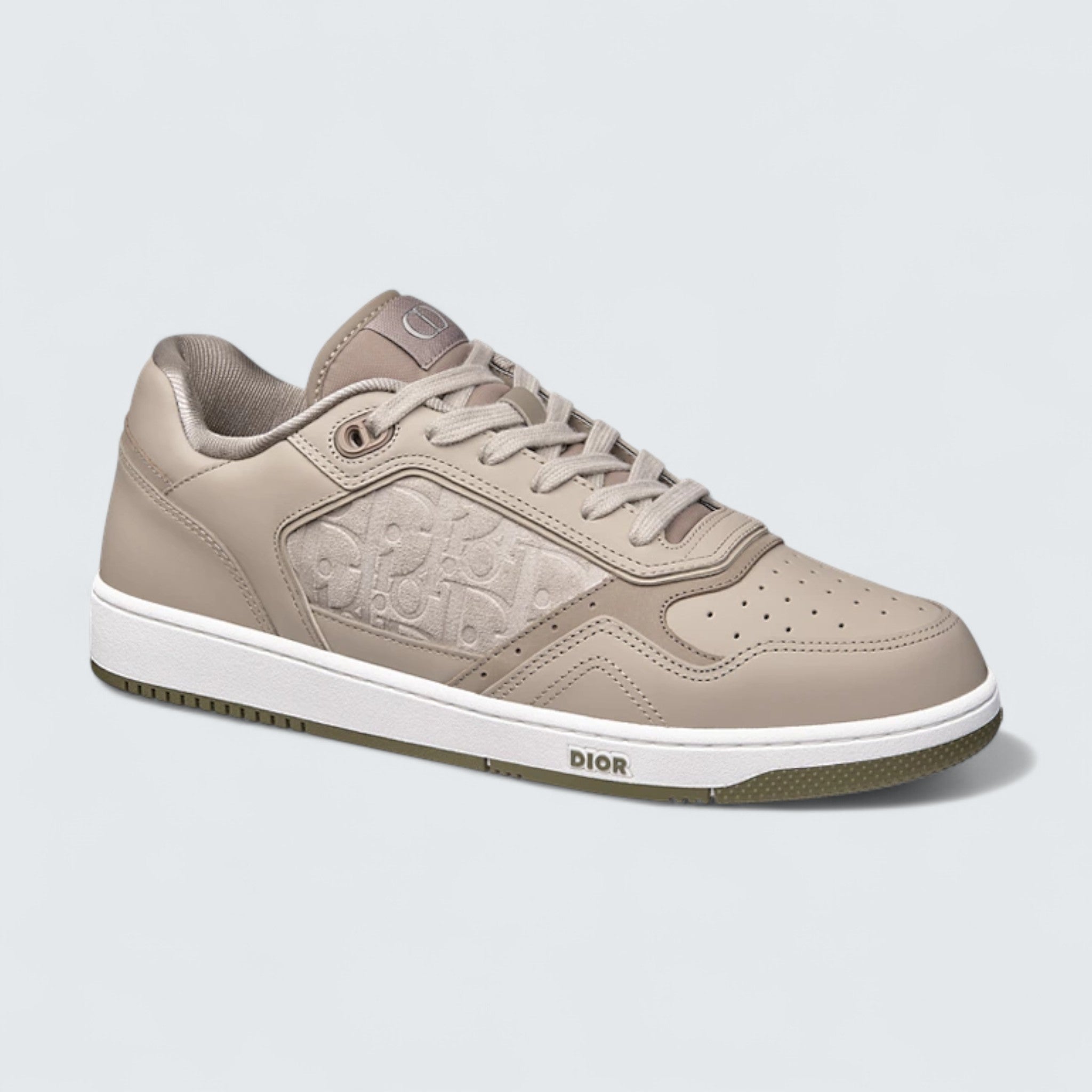 B27 Uptown Low-Top Sneaker ’Gray Smooth Calfskin and Gray Dior Oblique-Embossed Suede’