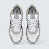 B27 Uptown Low-Top Sneaker ’Gray and White Smooth Calfskin with Beige and Black Dior Oblique Jacquard’