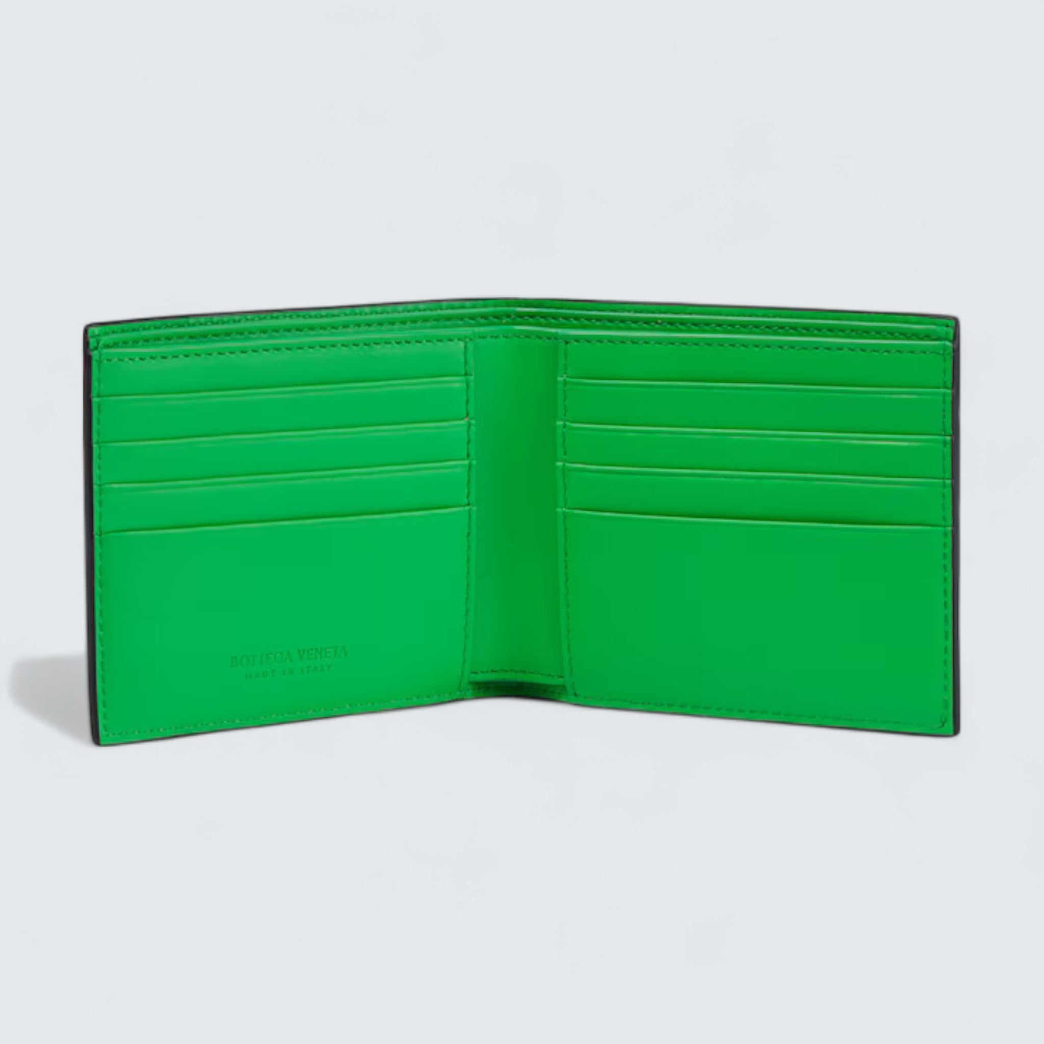Intrecciato Bifold Wallet 'Black/Parakeet Green'