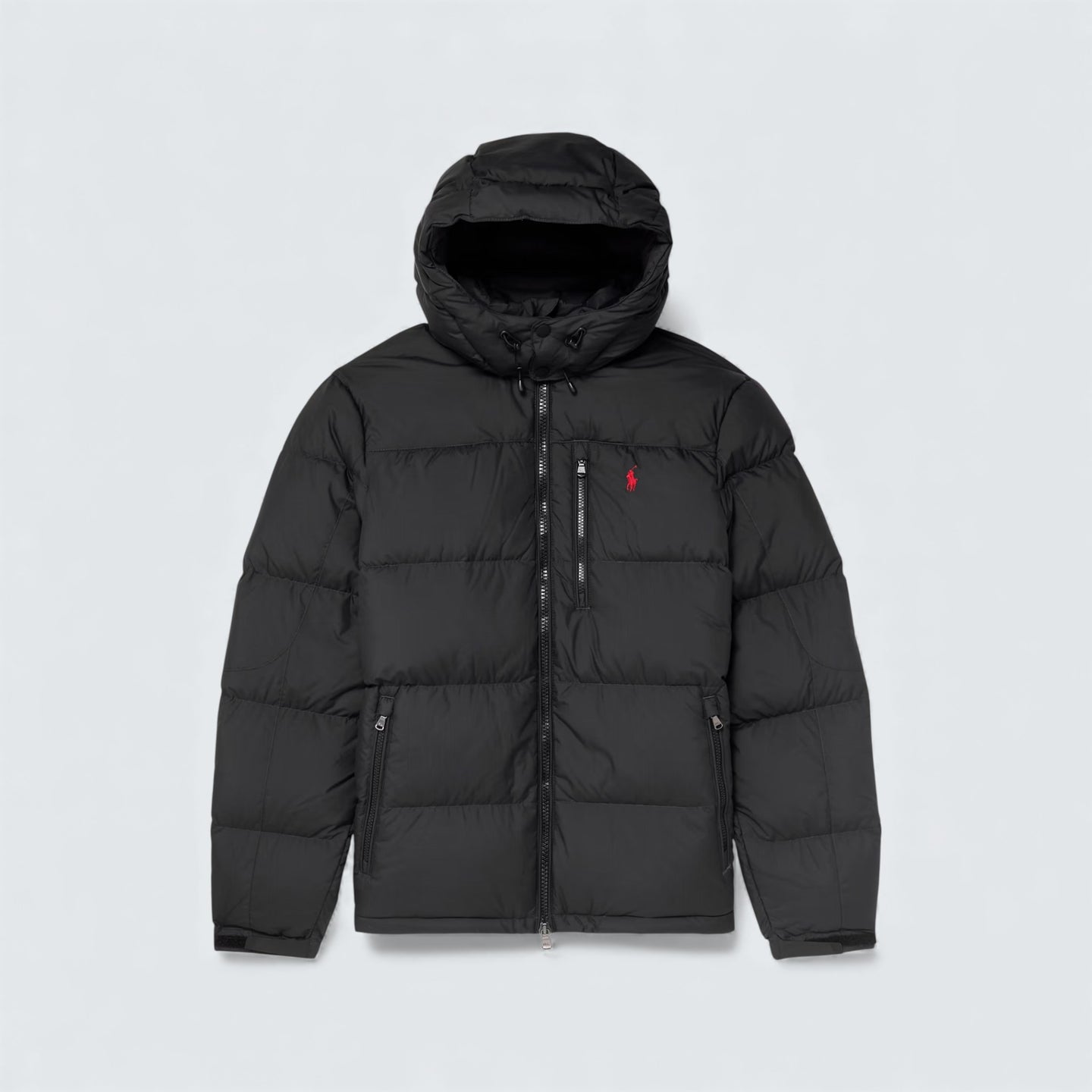 Logo Embroidered Quilted Padded Shell Hooded Down Jacket