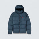 Logo Embroidered Quilted Padded Shell Hooded Down Jacket