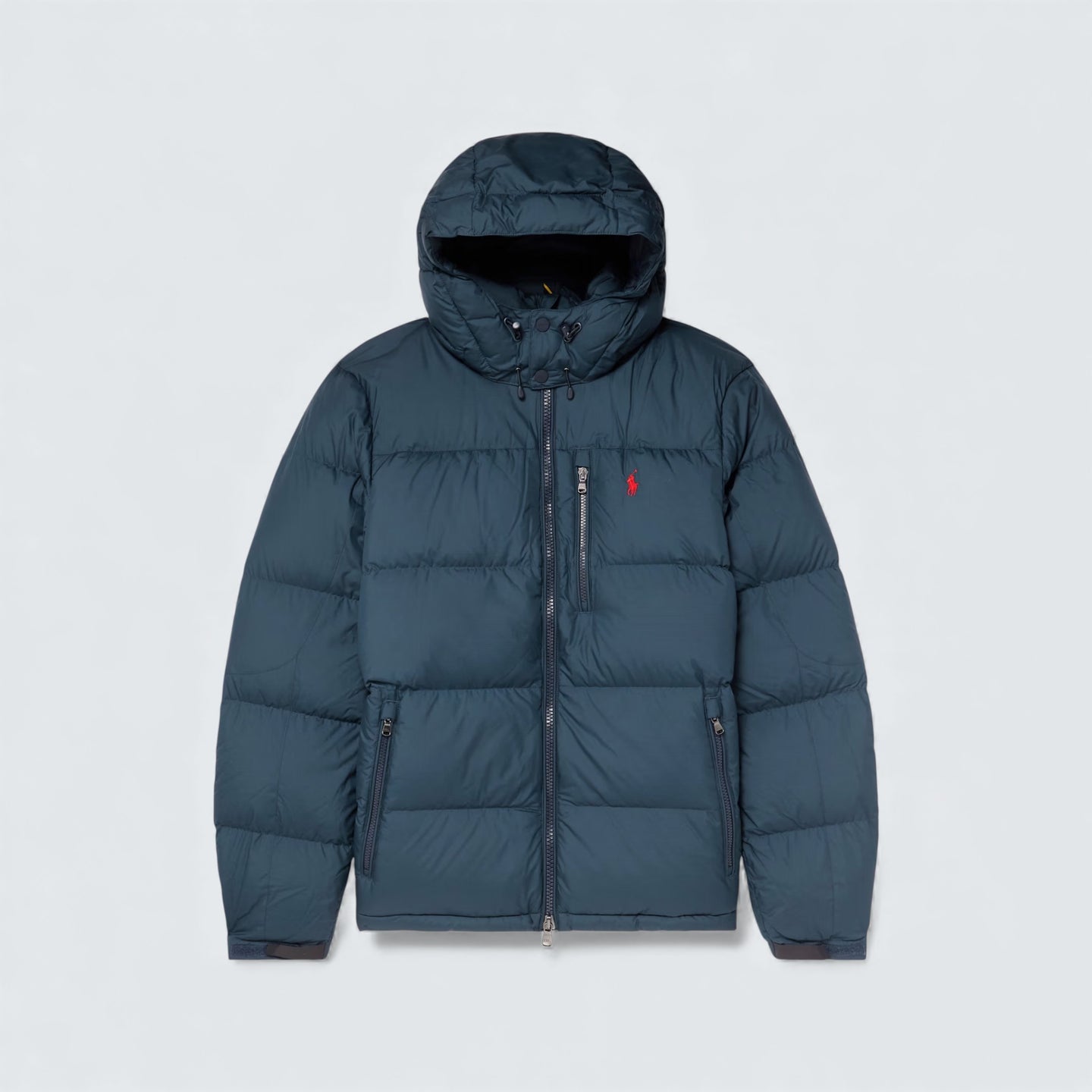 Logo Embroidered Quilted Padded Shell Hooded Down Jacket