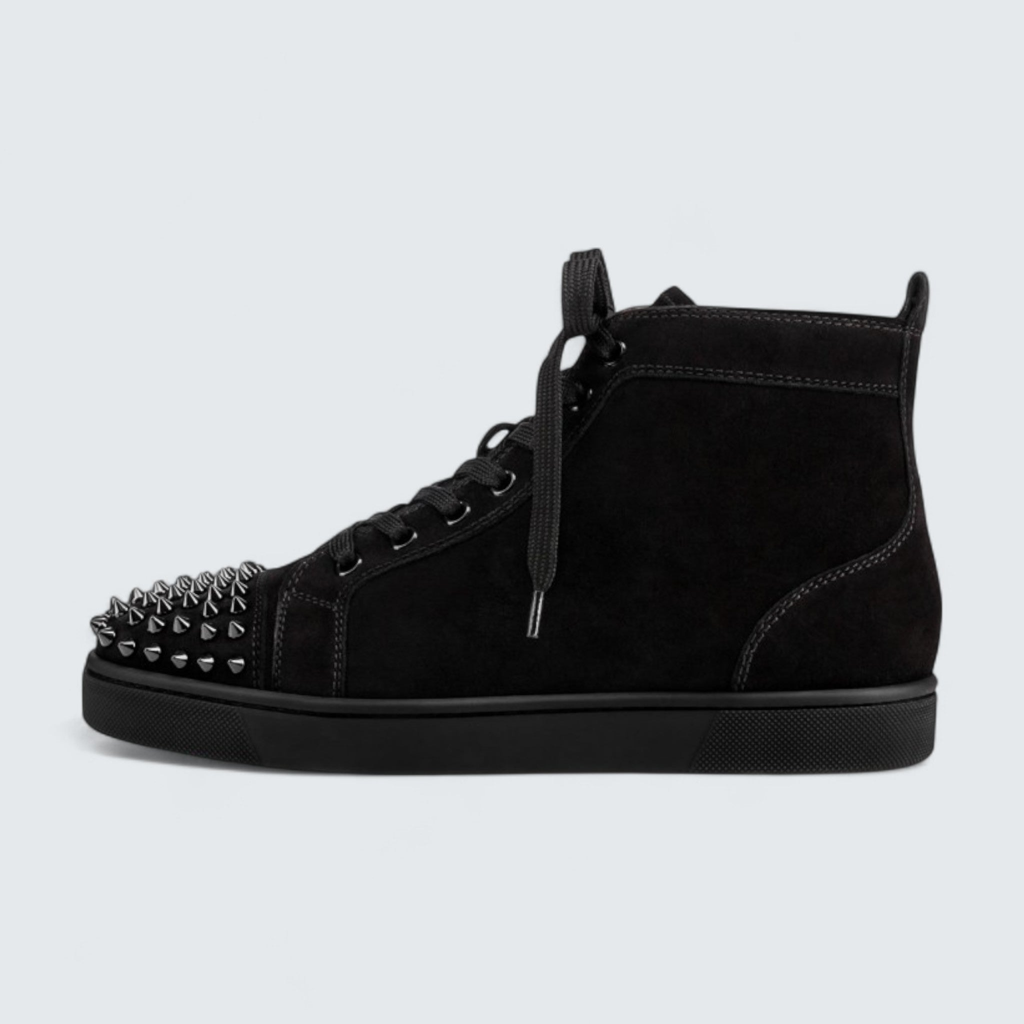 Lou Spikes Suede Black High-top Sneaker