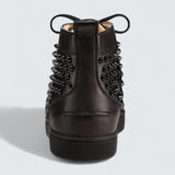 Louis Calf Leather and Spikes Black High-Top Sneaker