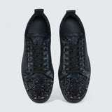 Louis Junior P Pik Pik Strass Suede Jacquard and Spikes Black