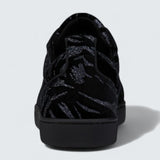Louis Junior Spikes Zebra Printed Velvet Black Sneaker