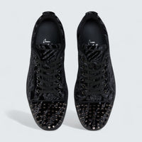 Louis Junior Spikes Zebra Printed Velvet Black Sneaker