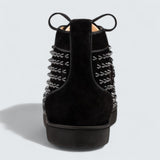Louis Veau Velours and Spikes Black High‑Top Sneaker