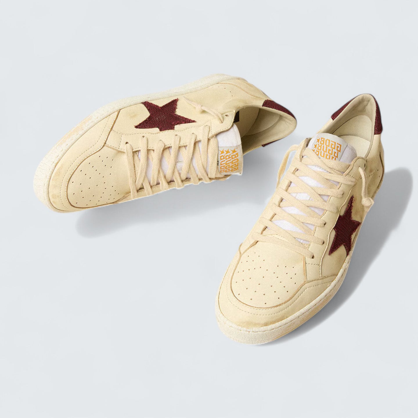 Ball Star 'Beige Nappa with Burgundy Mesh Star and Heel Tab'