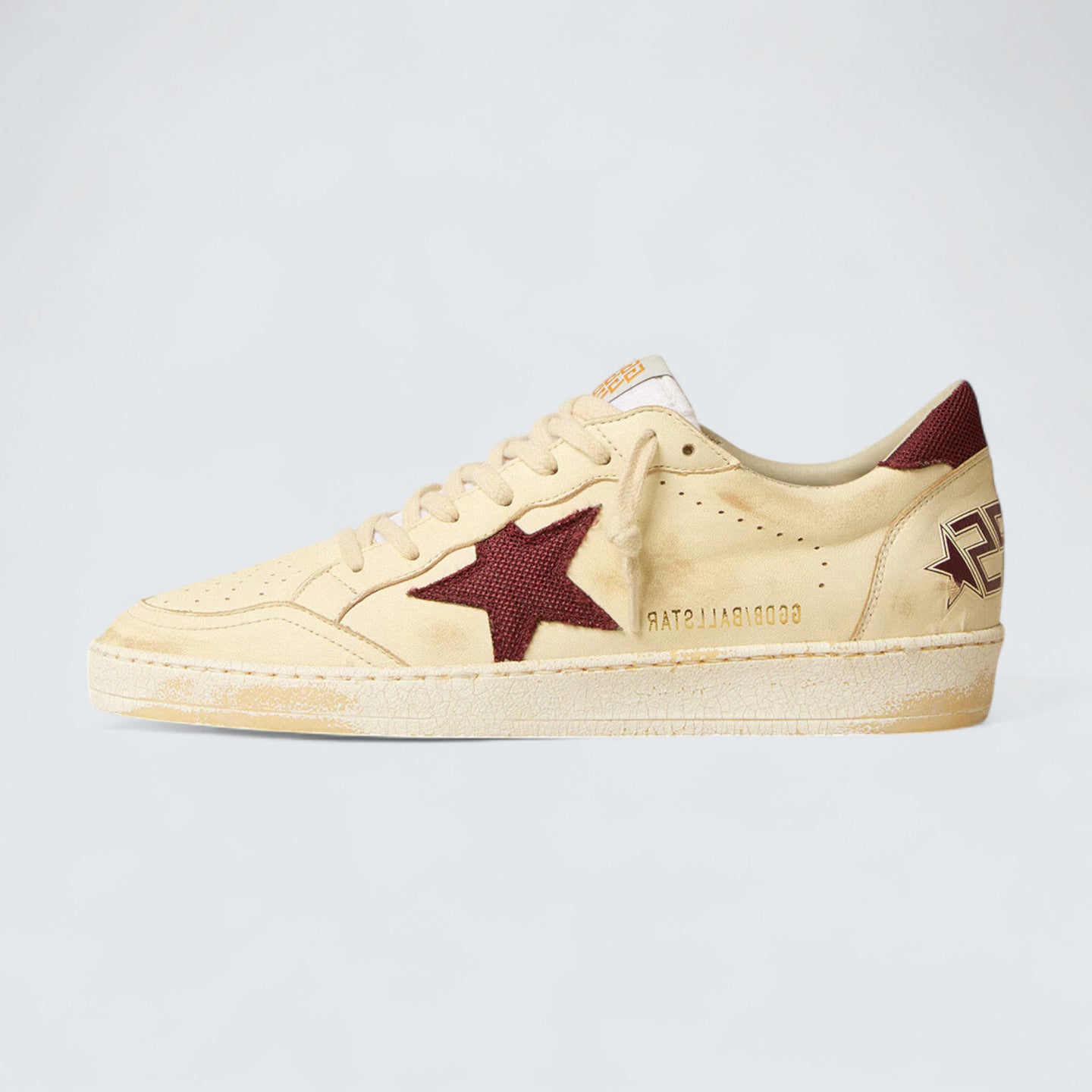 Ball Star 'Beige Nappa with Burgundy Mesh Star and Heel Tab'