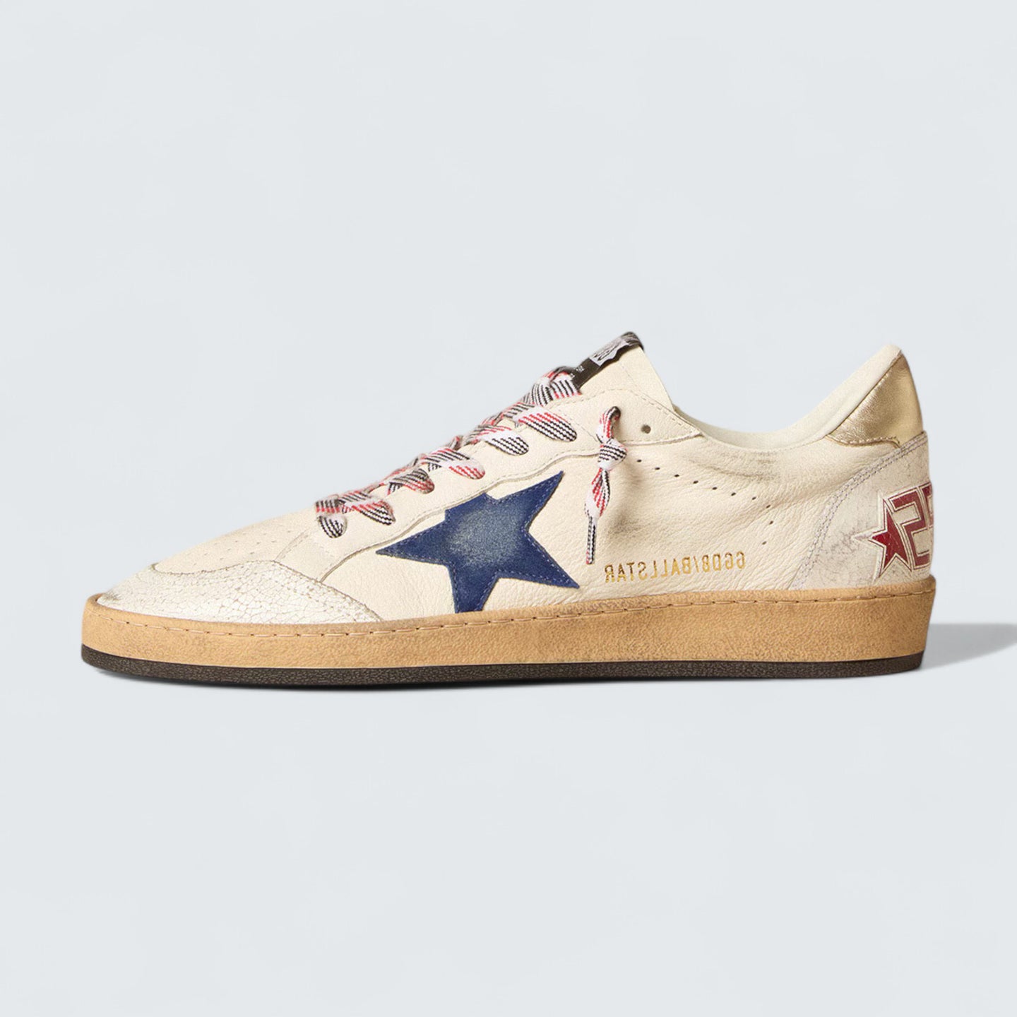 Ball Star 'White Nappa Leather with Blue Suede Star and Platinum Metallic Leather Heel Tab'