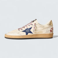 Ball Star 'White Nappa Leather with Blue Suede Star and Platinum Metallic Leather Heel Tab'