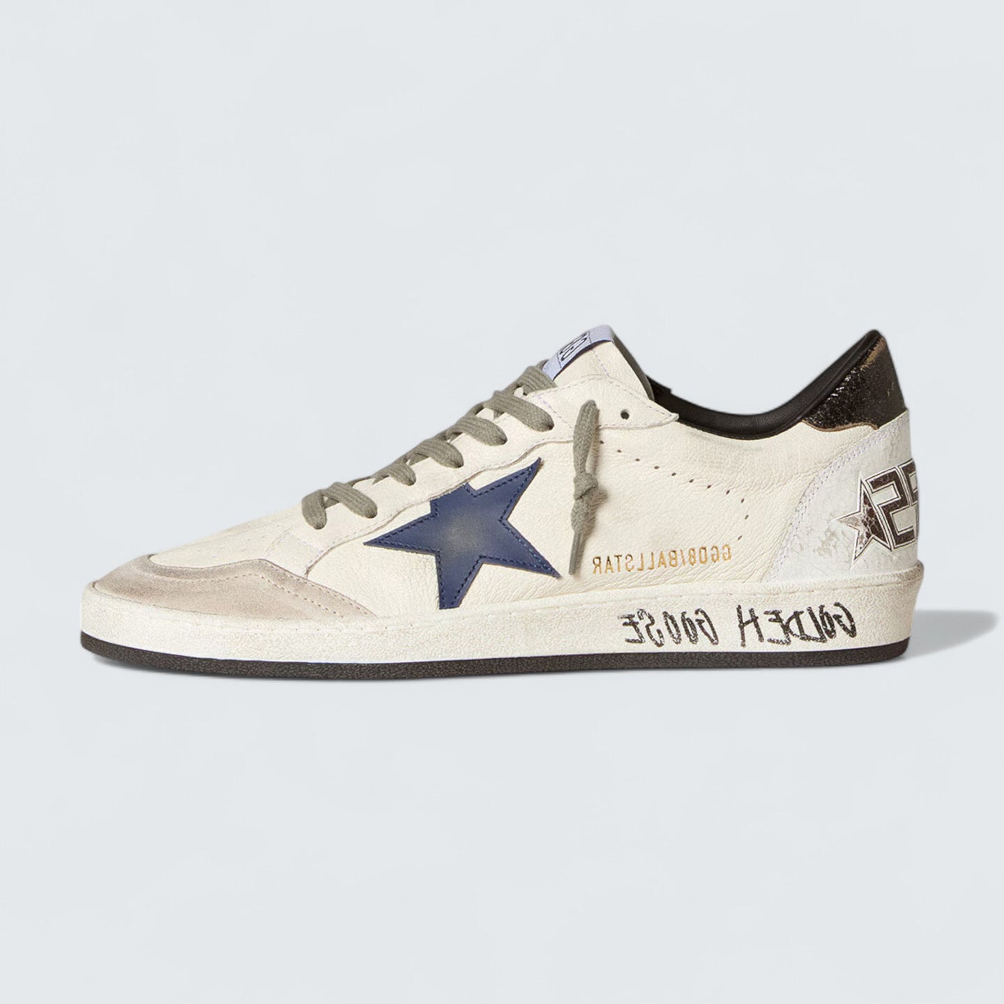 Ball Star 'Off-White Nappa Leather with Navy Blue Leather Star and Black Metallic Leather Heel Tab'