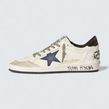 Ball Star 'Off-White Nappa Leather with Navy Blue Leather Star and Black Metallic Leather Heel Tab'