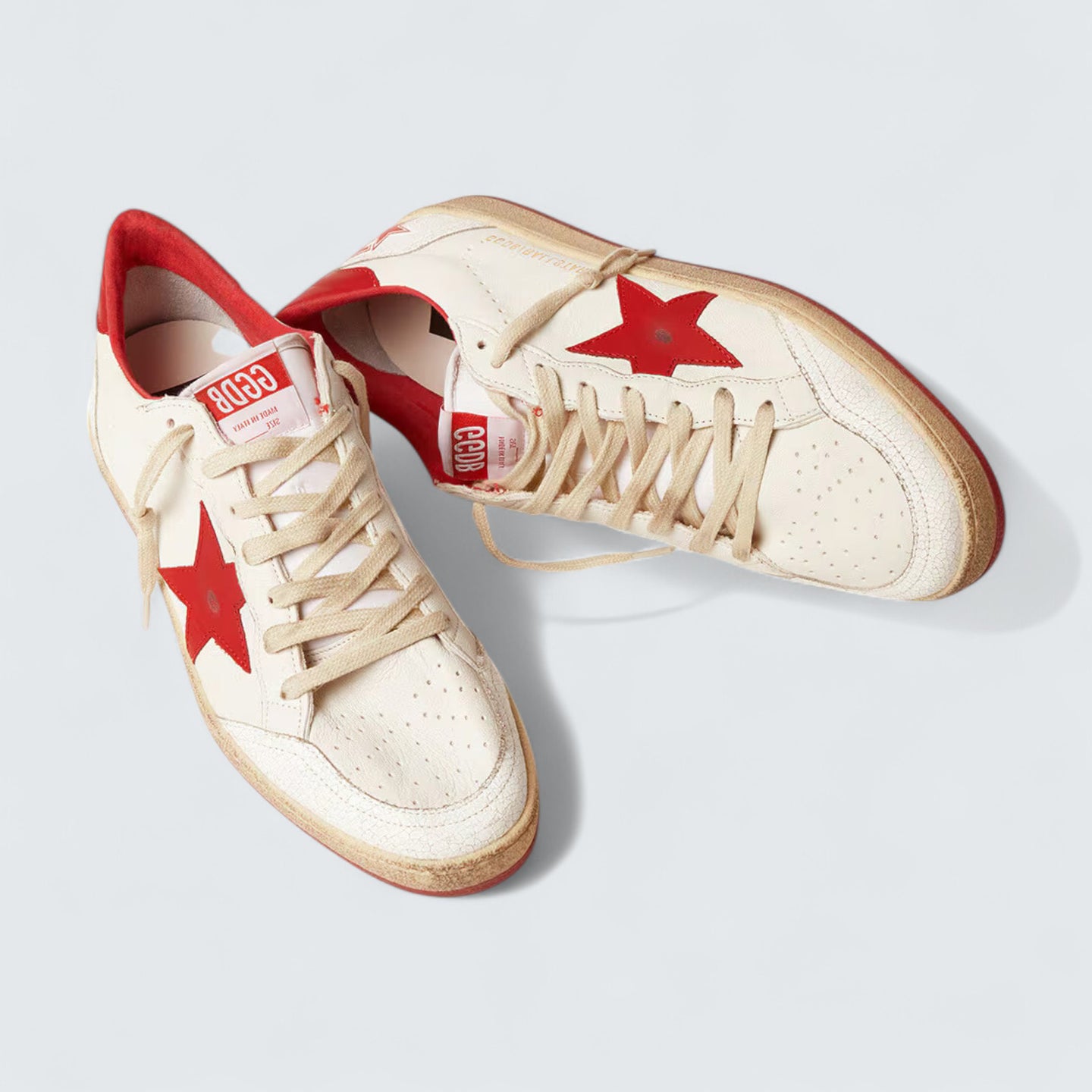 Ball Star 'Off-White Leather with Red Leather Star and Red Leather Heel Tab'