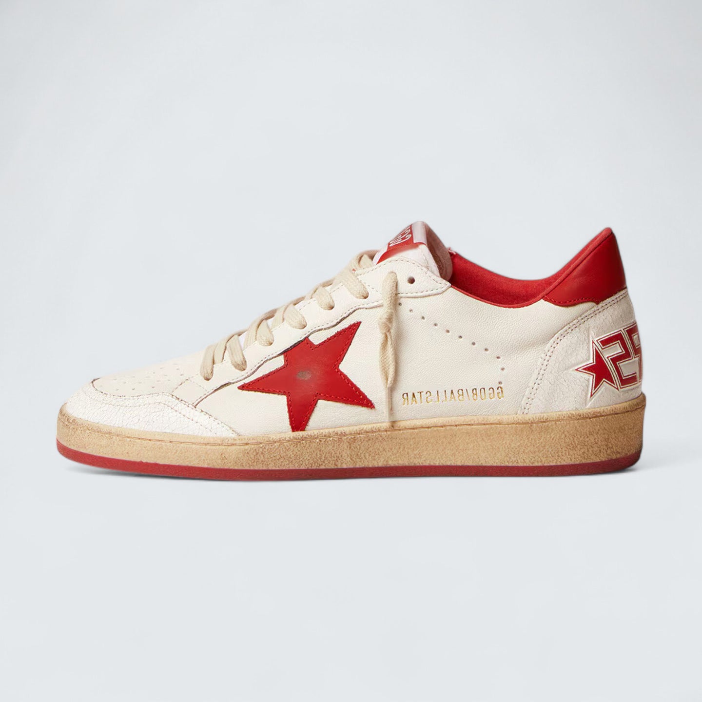 Ball Star 'Off-White Leather with Red Leather Star and Red Leather Heel Tab'