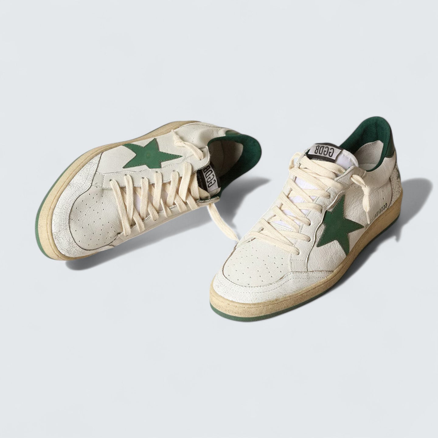 Ball Star 'White Nappa Leather with Green Leather Star and Heel Tab'