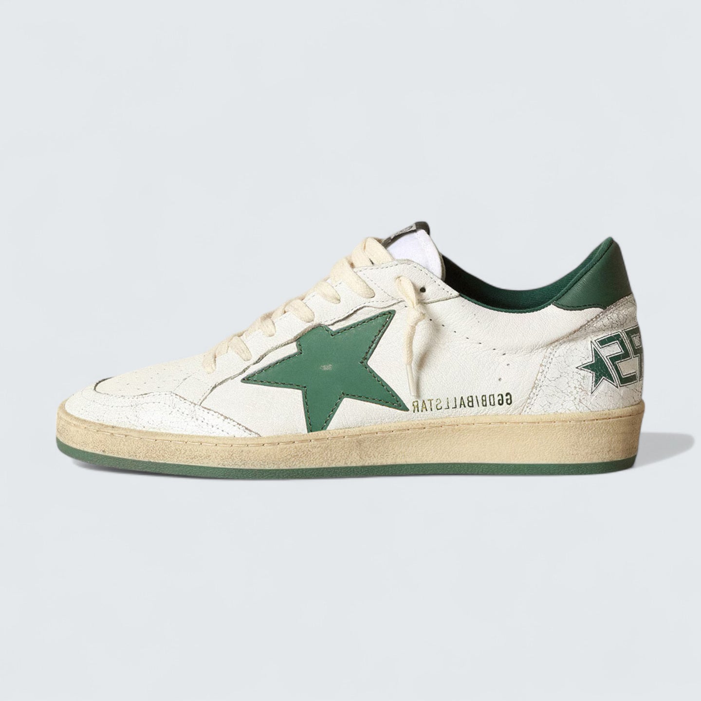 Ball Star 'White Nappa Leather with Green Leather Star and Heel Tab'