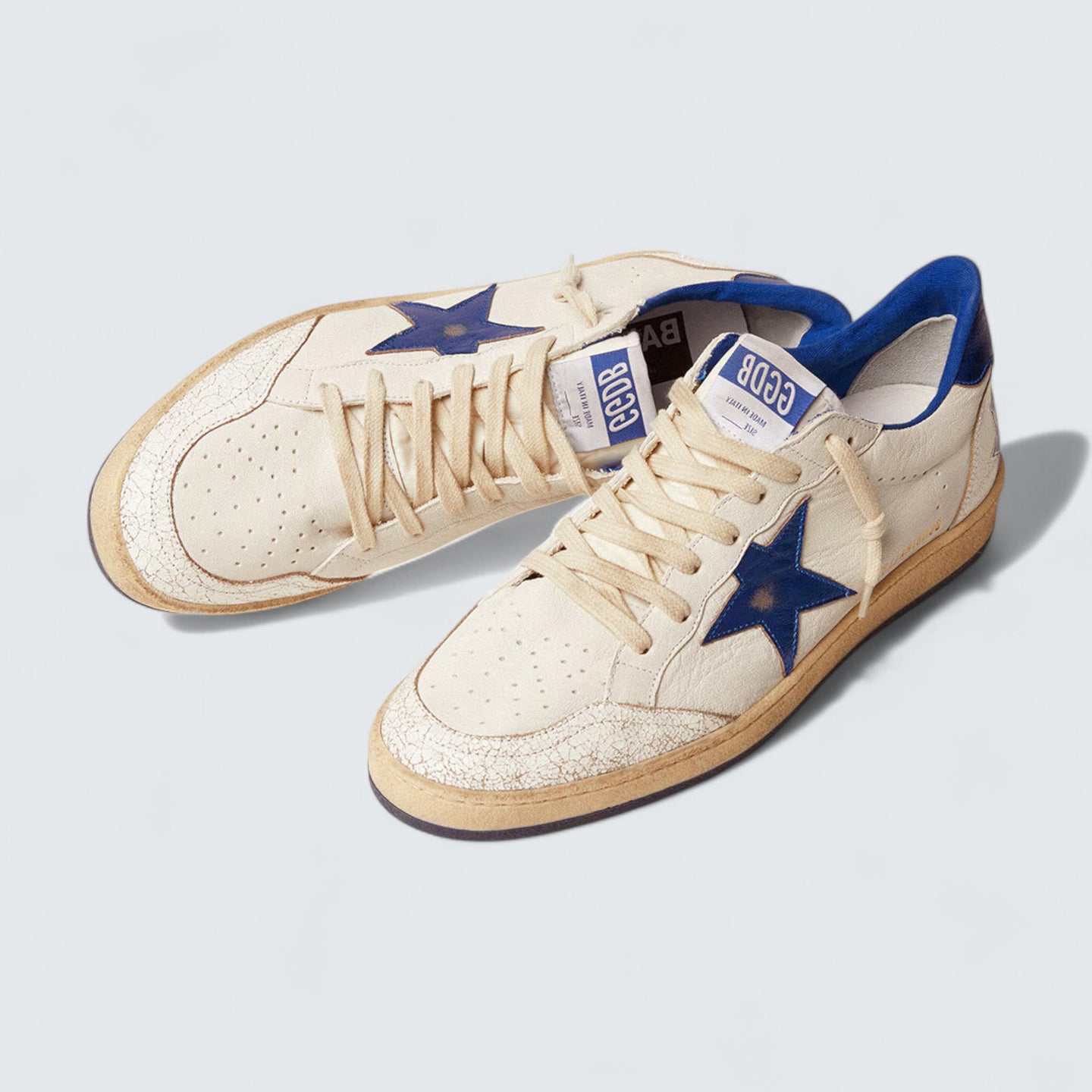 Ball Star 'White Nappa Leather with Light Blue Laminated Leather Star and Heel Tab'