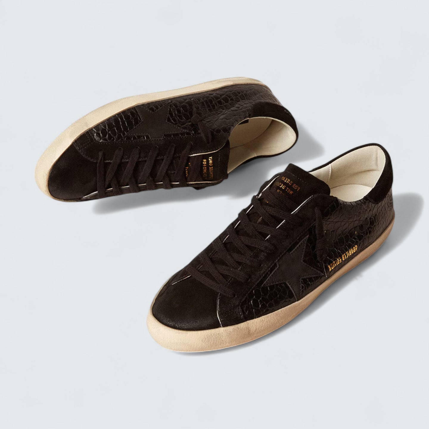 Super-Star 'Croc-Print Leather & Black Suede'