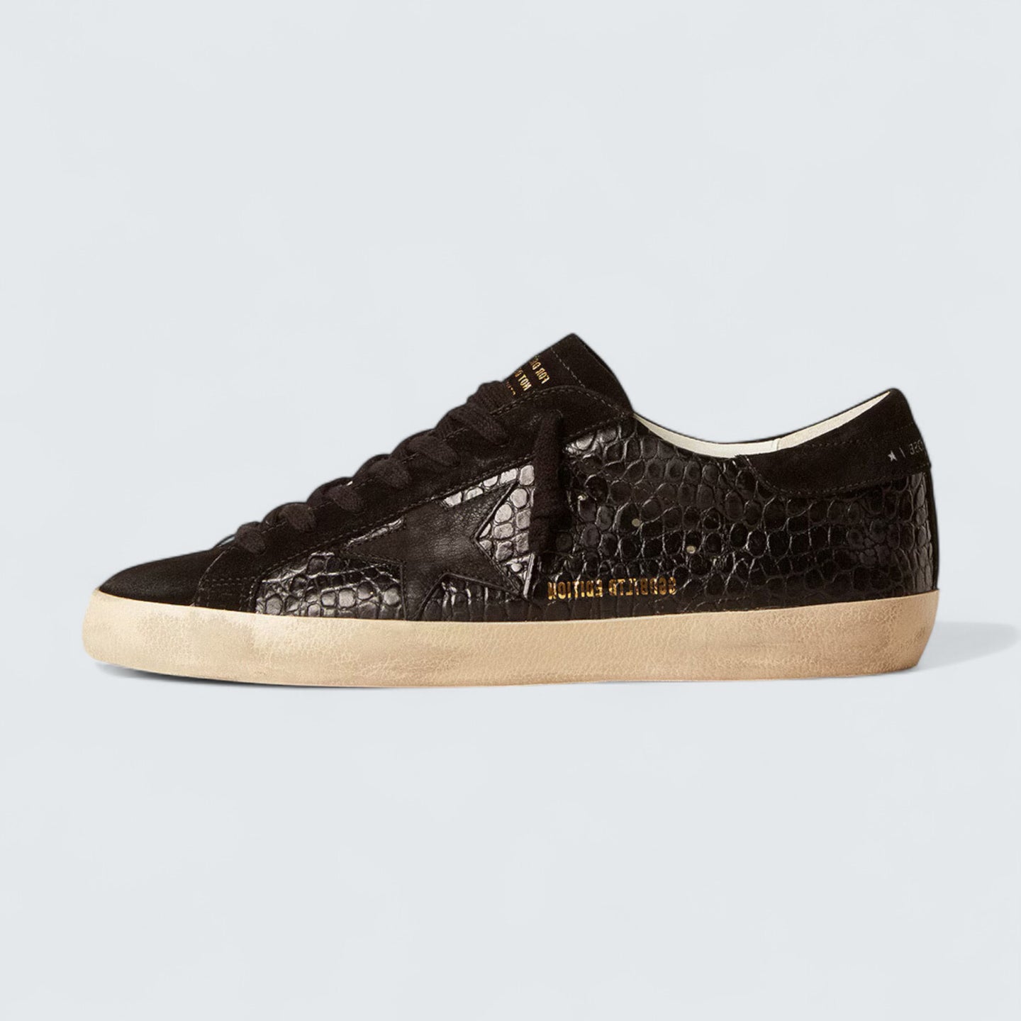 Super-Star 'Croc-Print Leather & Black Suede'