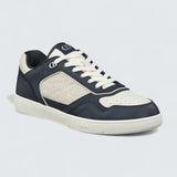 B27 Uptown Low-Top Sneaker ’Navy Blue and White Grained Calfskin with White Dior Gravity Leather’
