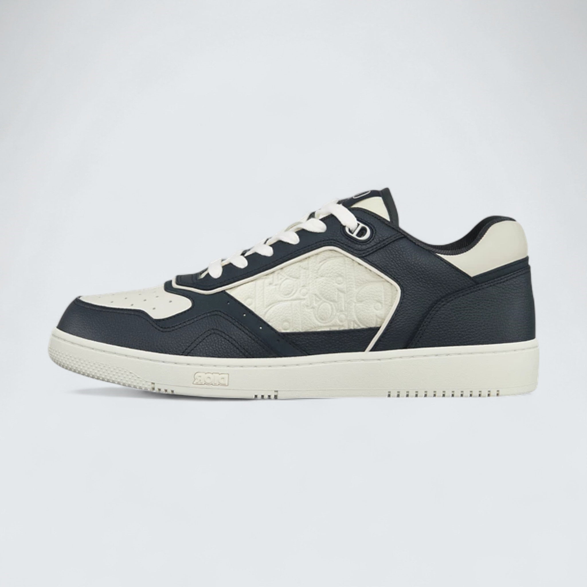 B27 Uptown Low-Top Sneaker ’Navy Blue and White Grained Calfskin with White Dior Gravity Leather’