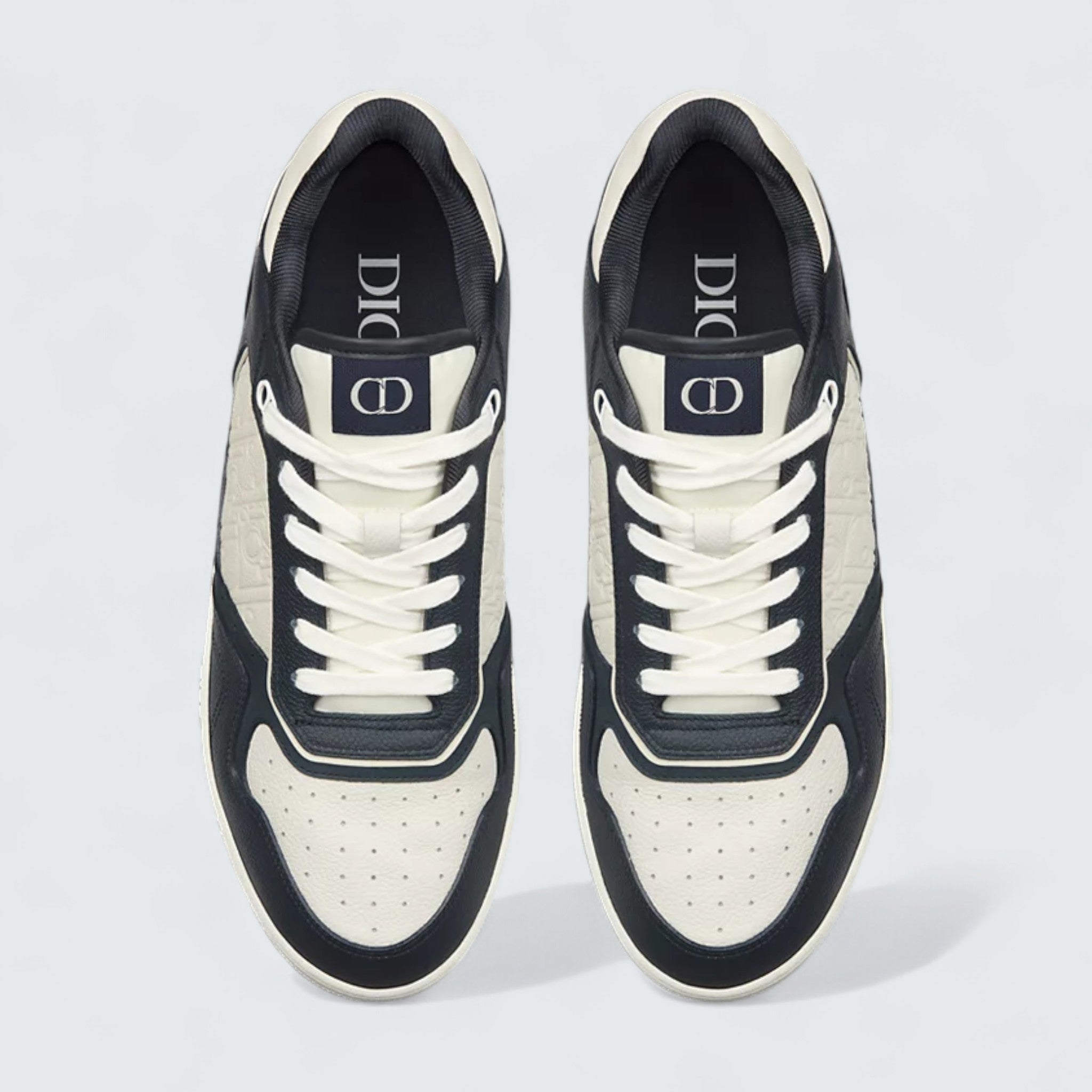 B27 Uptown Low-Top Sneaker ’Navy Blue and White Grained Calfskin with White Dior Gravity Leather’