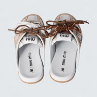 x New Balance 530 SL Deco Calf Leather Mules 'Travertine Gray/White'